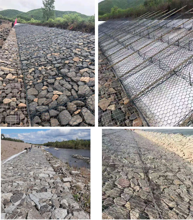 2 X 1 X 1 m Gabion Wire Mesh Net 80 X 100 mm Gabion Basket untuk Proyek Pengendalian Banjir 9